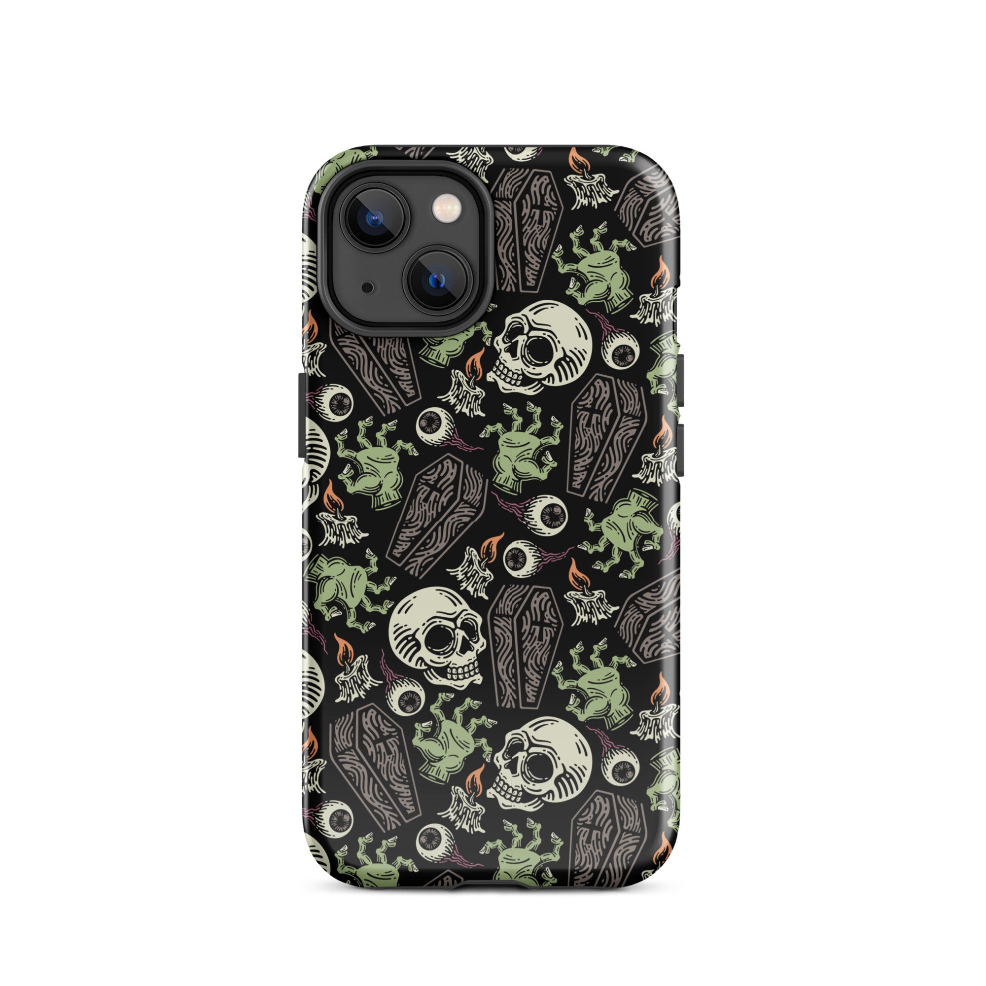 Premium Skeleton Horror iPhone Case - Durable Shockproof Protection for iPhone 12/13/14/15 Pro Max - Gothic Halloween Aesthetic Phone Cover for Parties & Cosplay