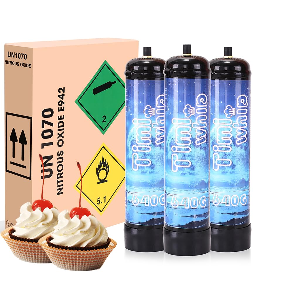 1.1L Nitrous Oxide Whipped Cream Chargers - 3 Pack for Professional Desserts, Coffee Toppings & Home Baking