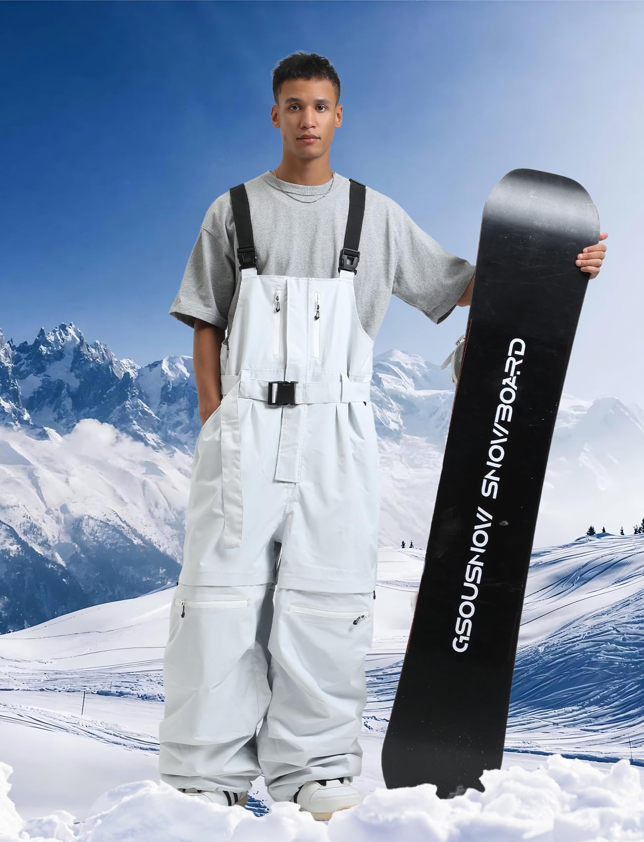 Men's Waterproof Windproof Insulated Snowboard Bib Overalls - Super Baggy Loose Fit Ski Pants for Winter Sports | Perfect for Snowboarding, Skiing & Cold Weather Outdoor Activities