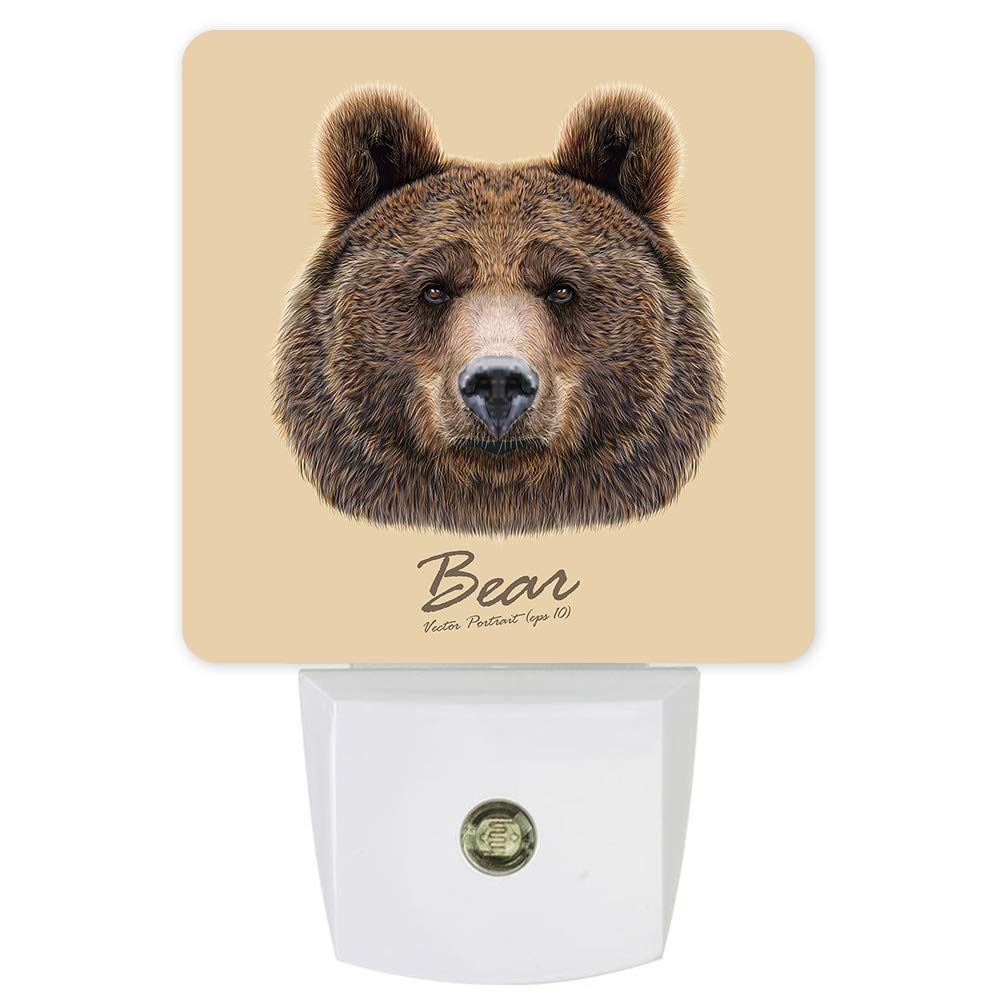 Cute Brown Bear LED Night Light for Kids - Plug-in Wall Nightlight with Dusk-to-Dawn Sensor, Animal Shaped Nursery Lamp for Bedroom, Bathroom, Hallway & Stairs | Perfect for Bedtime, Night Feedings & Safe Night Navigation