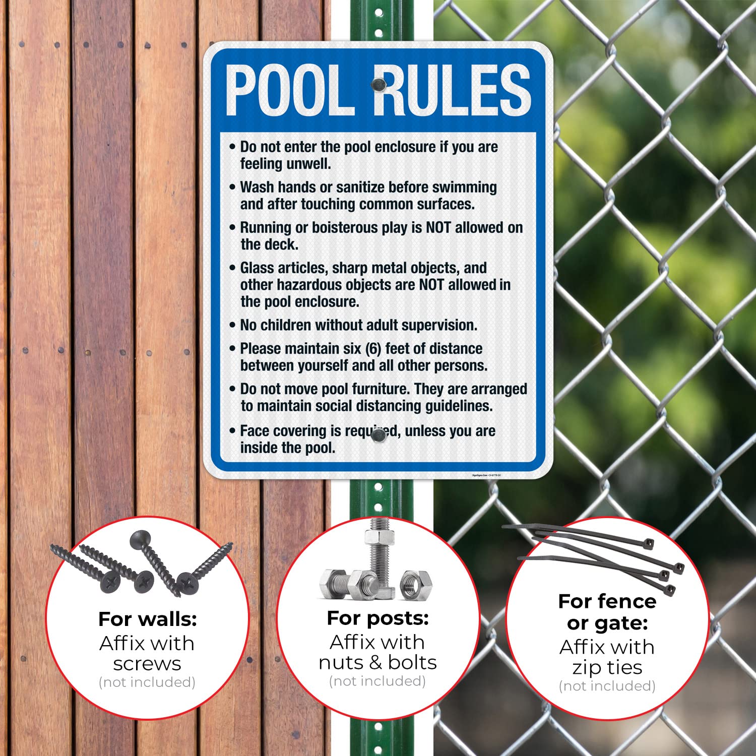 Pool Rules Sign - 24x30 Inches, 3M EGP Reflective Aluminum, Fade Resistant - Indoor/Outdoor Safety Sign for Swimming Pools, Backyards & Public Areas - Made in USA