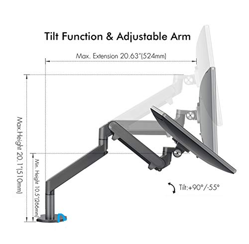 Dual Arm Monitor Mount Stand - Fully Adjustable Aluminum Gas Spring Monitor Holder for 17-32 Inch Screens (Black) | Ergonomic Desk Mount for Home Office, Gaming Setup & Workspace Organization