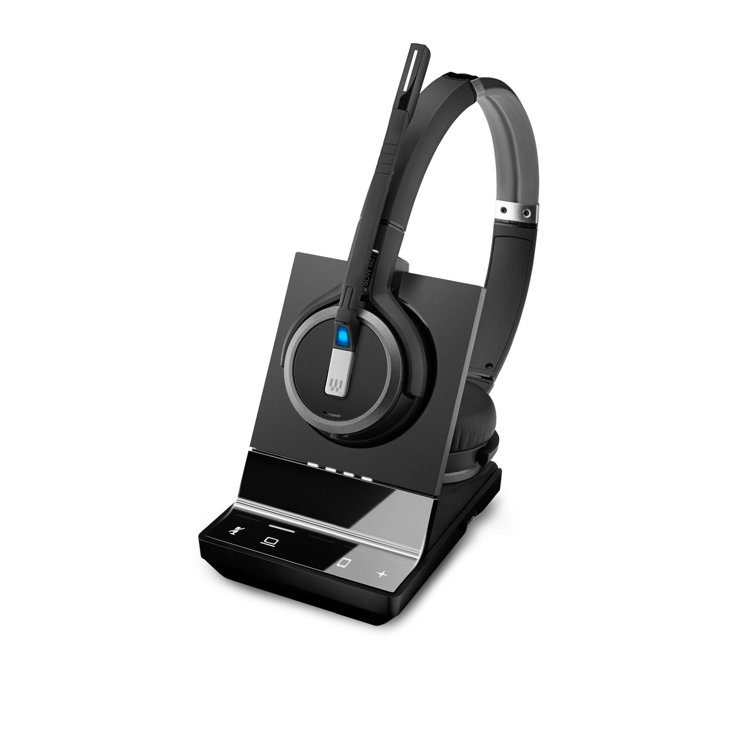Sennheiser SDW 5063 Wireless DECT Headset with Dual Microphone & Ultra Noise Cancelling - Binaural PC/Softphone Headset for Call Centers, Remote Work & Office Use (Black, Model 506588)