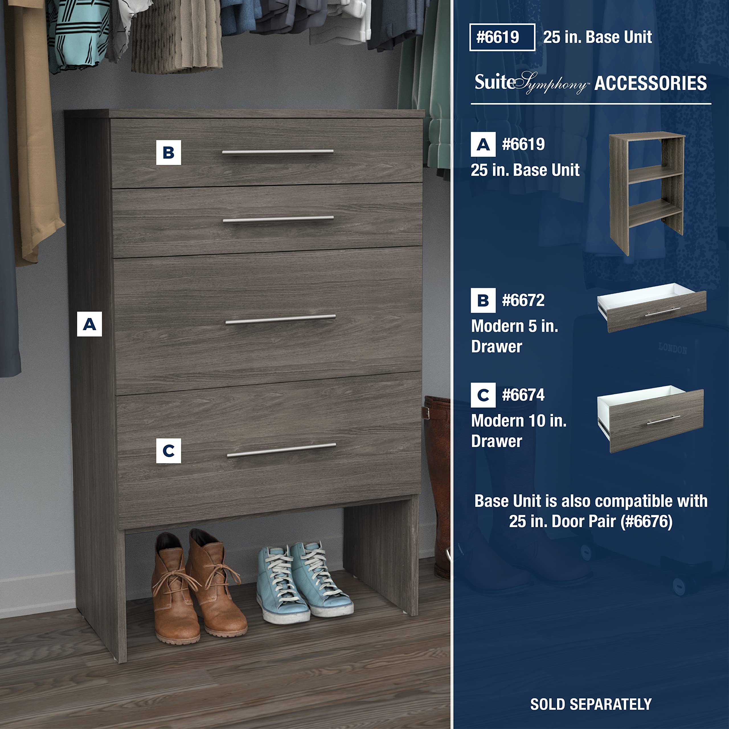 ClosetMaid SuiteSymphony Adjustable Wood Shelf Unit with 2 Shelves - Graphite Grey | Storage Organizer for Closet, Clothes, Shoes, Books, TV & Home Décor | Perfect for Bedroom, Living Room & Office Organization