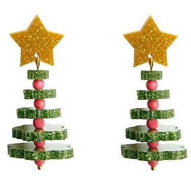 Laliblue Christmas Tree Earrings - Festive Holiday Jewelry for Women, Dainty Drop Dangle Earrings for Christmas Party & Gift Giving