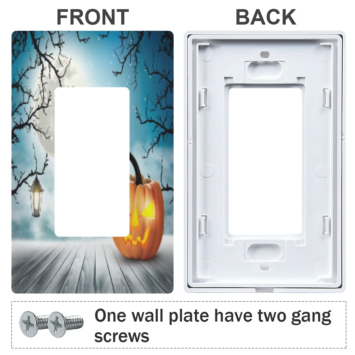 Halloween Pumpkin Bat Moon Wall Plate - Skeleton Trick or Treat Electrical Outlet Cover - 1 Gang Switch Plate for Light Receptacle - Home Decor (4.6x2.9 Inch) - Perfect for Halloween Party Decorations & Spooky Home Décor