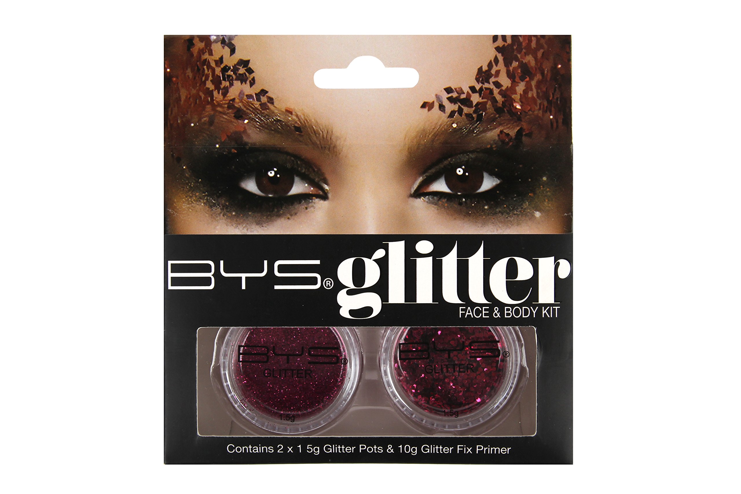 BYS Glitter Face and Body Kit with Primer - Fuchsia Pink | Shimmer Makeup Set for Festivals, Parties & Cosplay | Vegan & Cruelty-Free Glitter Makeup Essentials