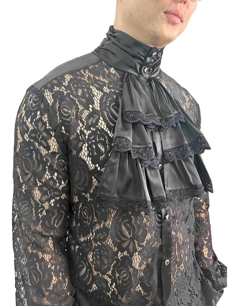 Men's Pirate Vampire Shirt - Renaissance Victorian Gothic Costume Top for Halloween, Cosplay & Medieval Themed Parties | Premium Quality Historical Reenactment Clothing