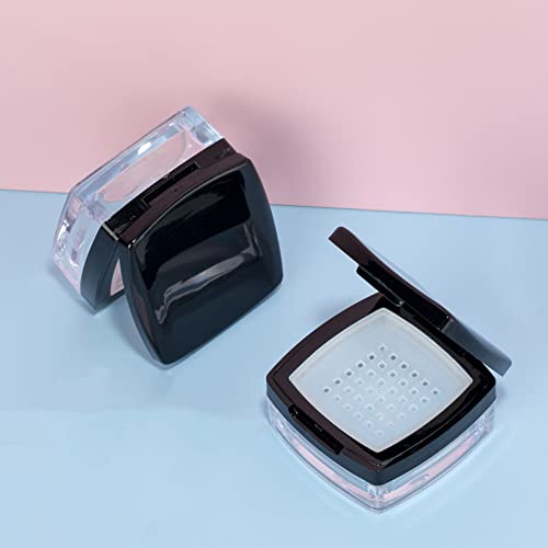 2Pcs 10ml Empty Square Makeup Loose Powder Containers with Mirror & Sifter - Portable Compact Cosmetic Case for Glitter, Foundation & Mineral Powder - Perfect for Travel & Touch-ups