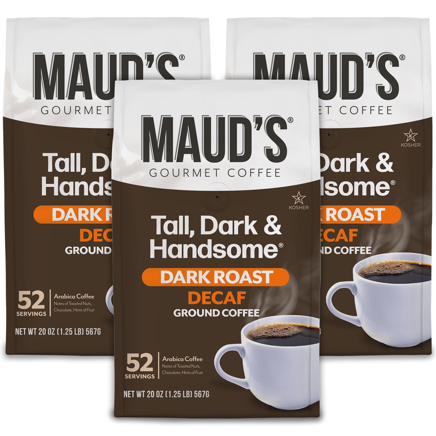 Premium Maud's Decaf Dark Roast Ground Coffee - Rich & Smooth Flavor for Morning Brews & Afternoon Relaxation - 12oz Bag