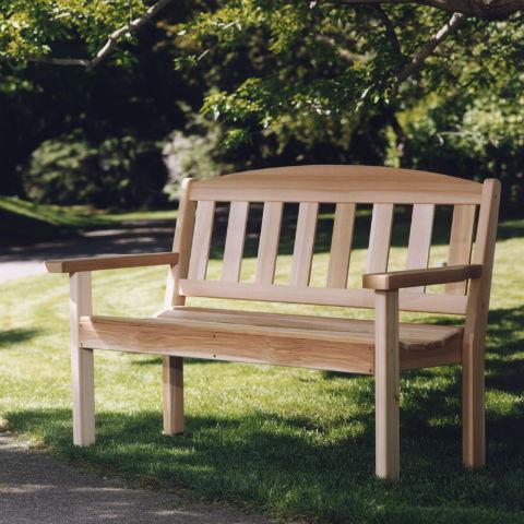4 ft. Red Cedar Garden Bench - Durable Outdoor Seating for Patio, Garden & Backyard - All Weather Resistant Wooden Bench
