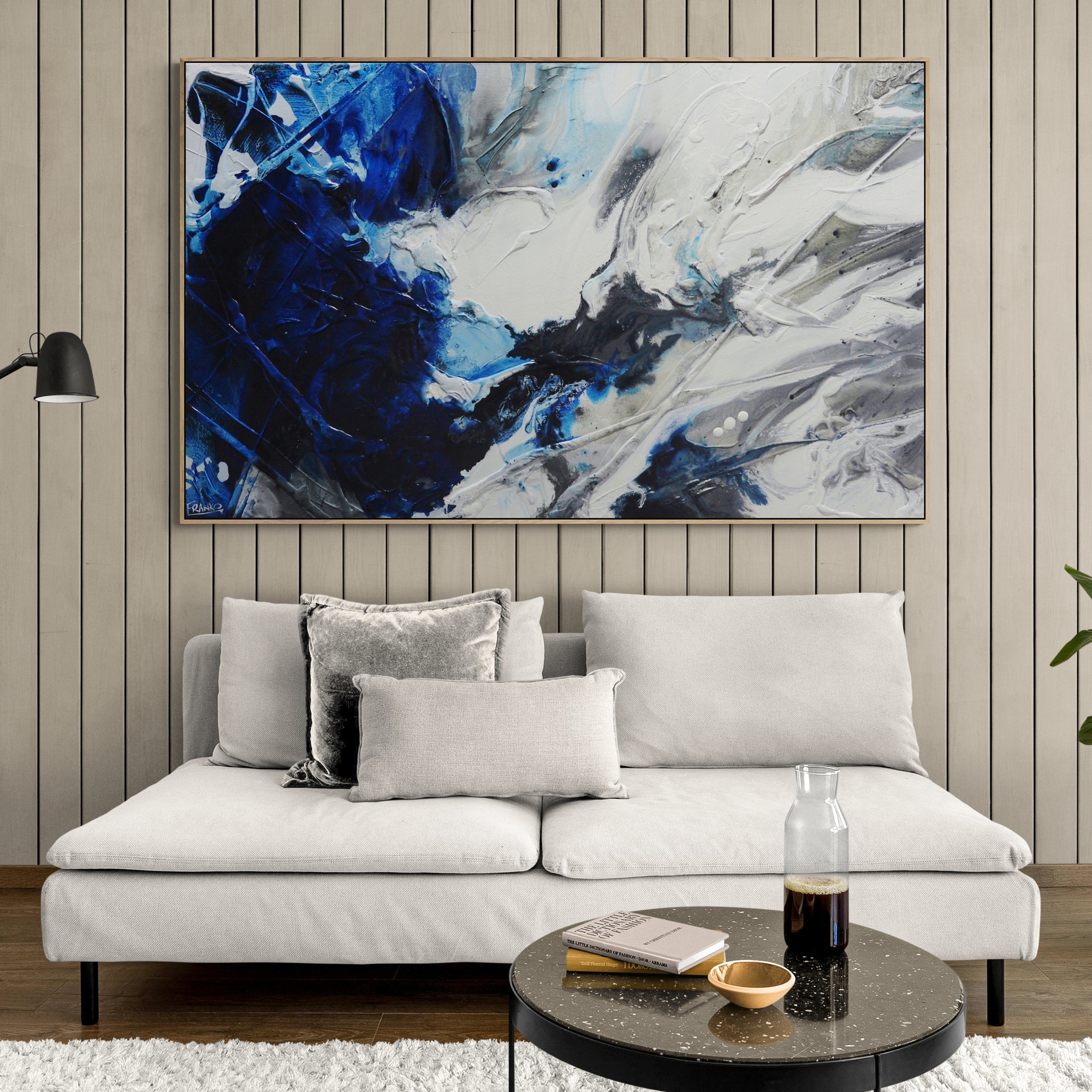 Midnight Reflex 160cm x 100cm Textured Abstract Canvas Wall Art - Modern Home Decor for Living Room, Bedroom & Office