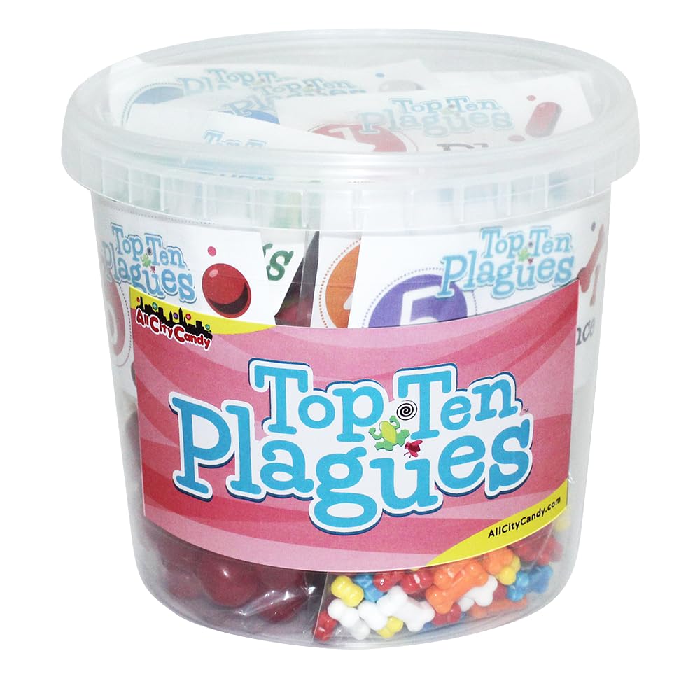 Top Ten Plagues Passover Candy Gift Bucket - 46oz Assorted Kosher Sweets for Jewish Holidays, Seder Plate & Family Gatherings