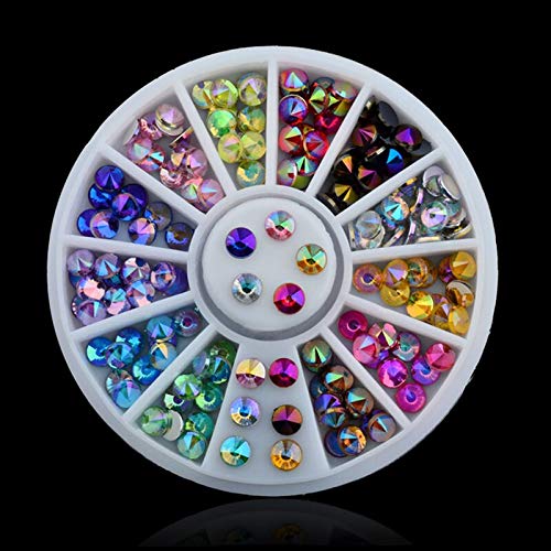 RD-20059 Mixed Color Chameleon Rhinestones - DIY Glitter Acrylic AB Rhinestone Wheel for 3D Nail Art, Manicure Decorations & Nail Charms | Perfect for Nail Salons, Home Manicures & DIY Nail Designs (1 Wheel)
