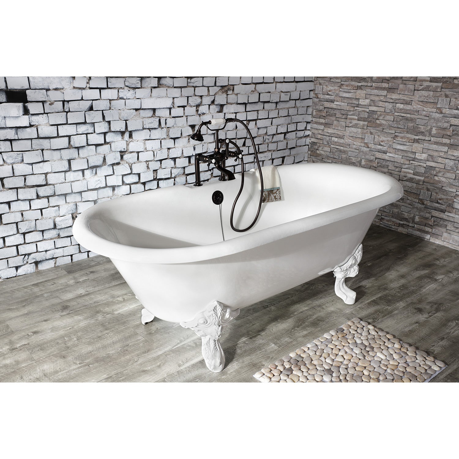 Vintage Clawfoot Tub Faucet with Hand Shower - Oil Rubbed Bronze 3-Handle 2-Hole Deck Mount Bathroom Fixture for Classic & Modern Bathrooms