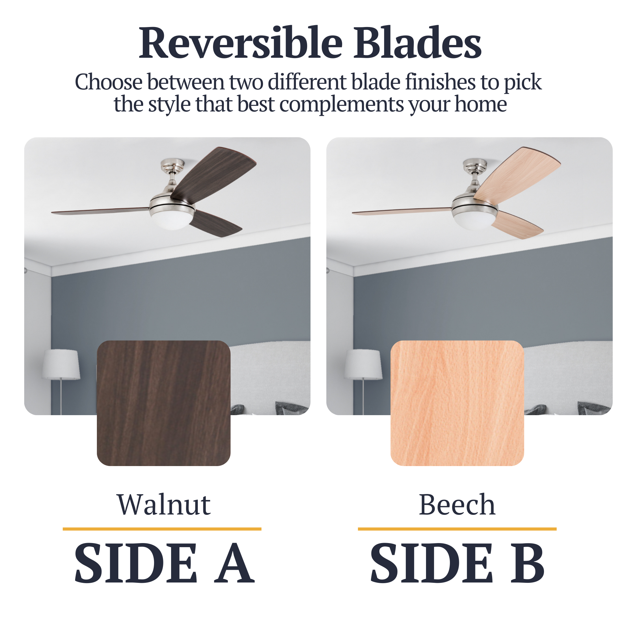 52 Inch Calico Brushed Nickel Ceiling Fan with Remote Control - Perfect for Living Room, Bedroom, and Office Cooling