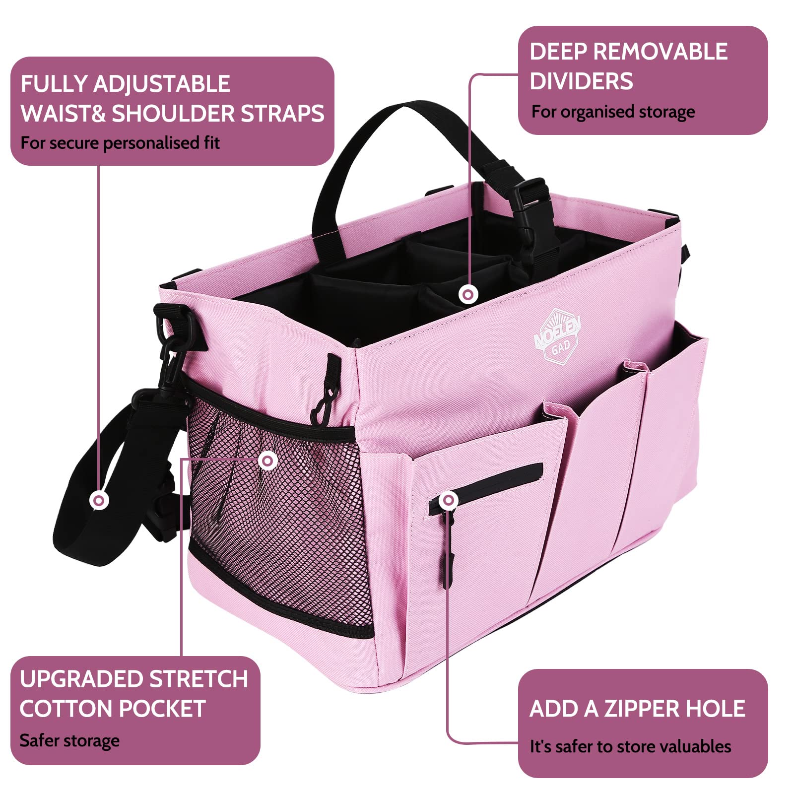 Large Wearable Cleaning Caddy Bag with Handle, Adjustable Shoulder & Waist Straps - Organize Cleaning Supplies, Furniture Storage & Car Accessories | Perfect for Home Cleaning, Car Detailing & Office Organization