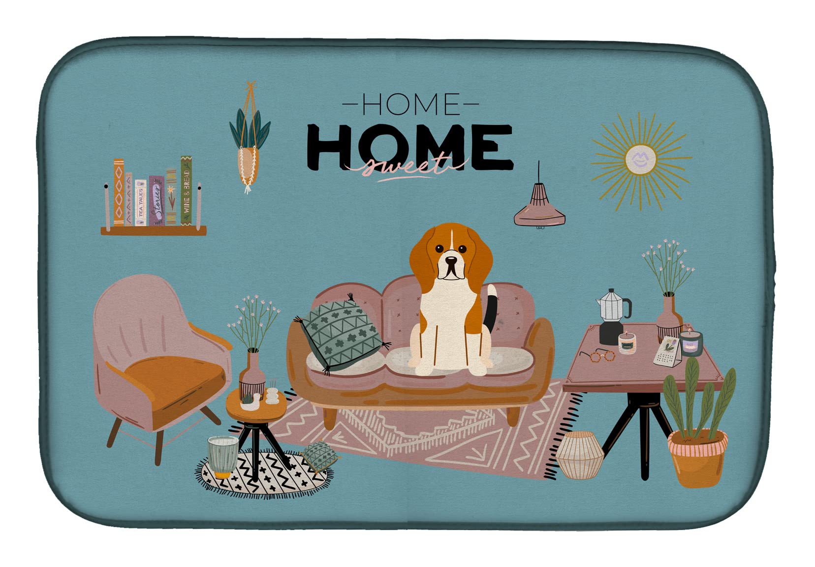 Tricolor Beagle Dish Drying Mat - Absorbent Kitchen Counter Pad (14x21