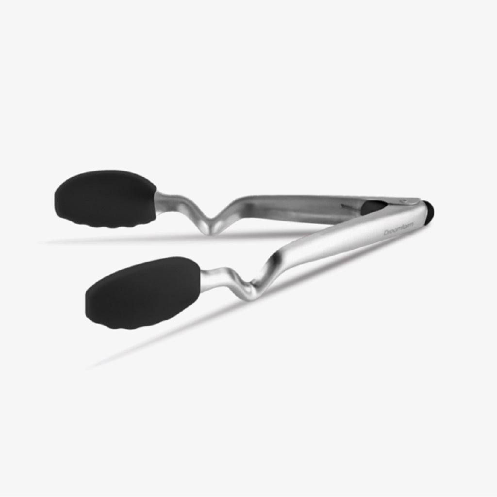 Dreamfarm Clongs 23cm Silicone Kitchen Tongs - Black Heat-Resistant Cooking Utensils for Grilling, Serving, and Salad Tossing - Perfect for BBQ, Restaurants, and Home Kitchens