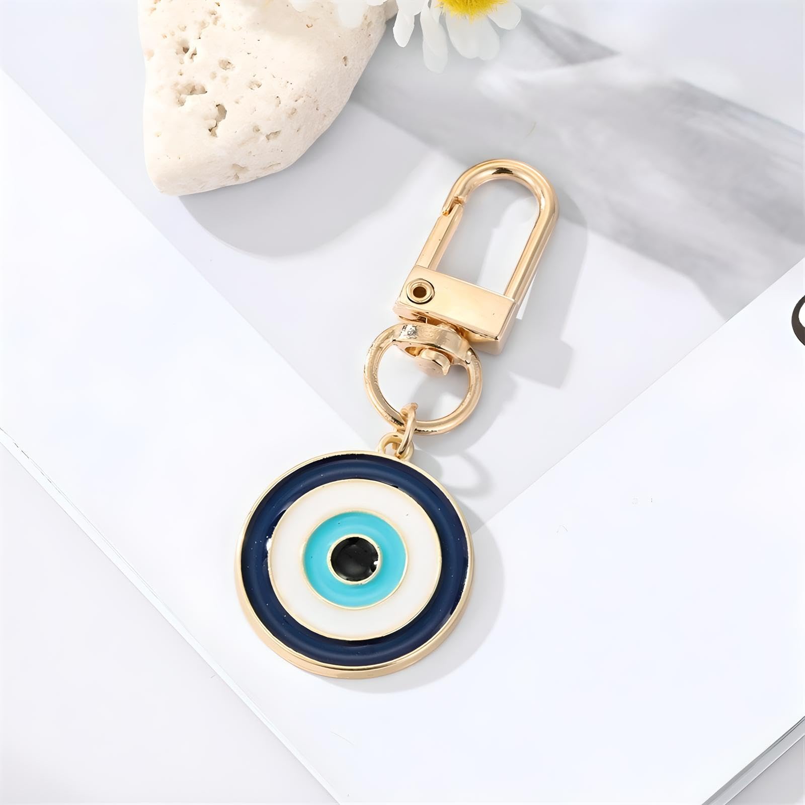 Evil Eye Keychain for Women - Lucky Charm Keyring for Car Keys, Purse, Backpack & Bag Accessories | Stylish Protection & Good Luck Gift for Travel & Everyday Use