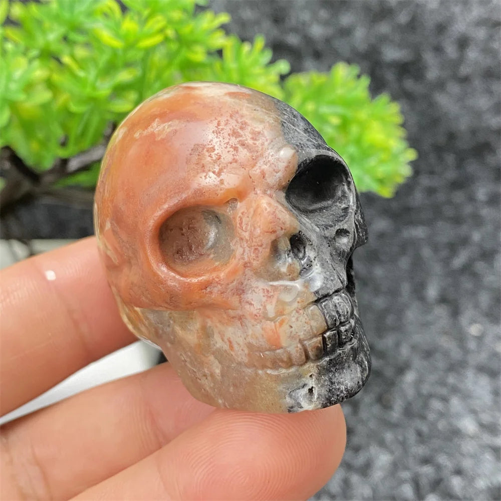 Natural Crystal Hand-Polished Carved Skull - Halloween Decor, Home Decor, Spiritual Healing Stone, Unique Holiday Gift for Collectors & Witches - Perfect for Altars, Meditation & Gothic Decorations