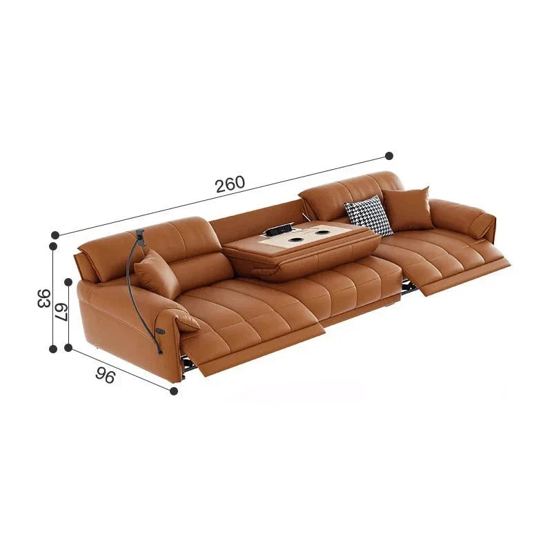 Italian Genuine Leather Recliner Loveseat Sofa - Premium Leather Reclining Couch with Adjustable Backrest for Living Room, Home Theater & Lounge Spaces