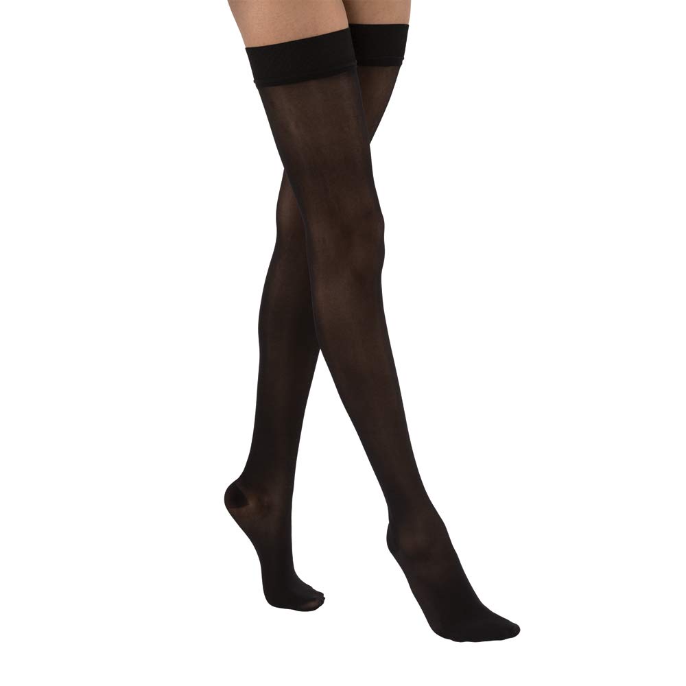 JOBST UltraSheer Thigh High Compression Stockings 20-30 mmHg with Silicone Dot Top Band - Closed Toe, Large Size, Classic Black for Varicose Veins & Swelling Relief - Perfect for Travel, Pregnancy & Nurses