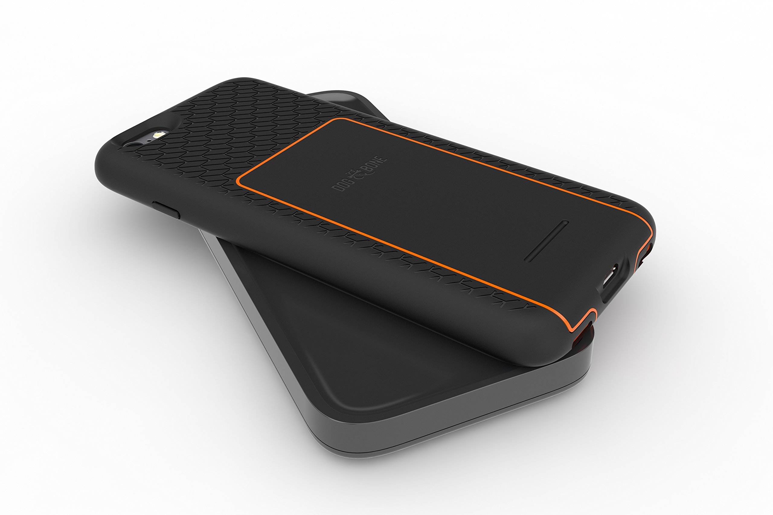 Dog & Bone Backbone Starter Pack - Wireless Charging Case for iPhone 6/6s with Qi-Certified Charge Pad (Black & Orange) - Perfect for Home, Office & Travel Charging