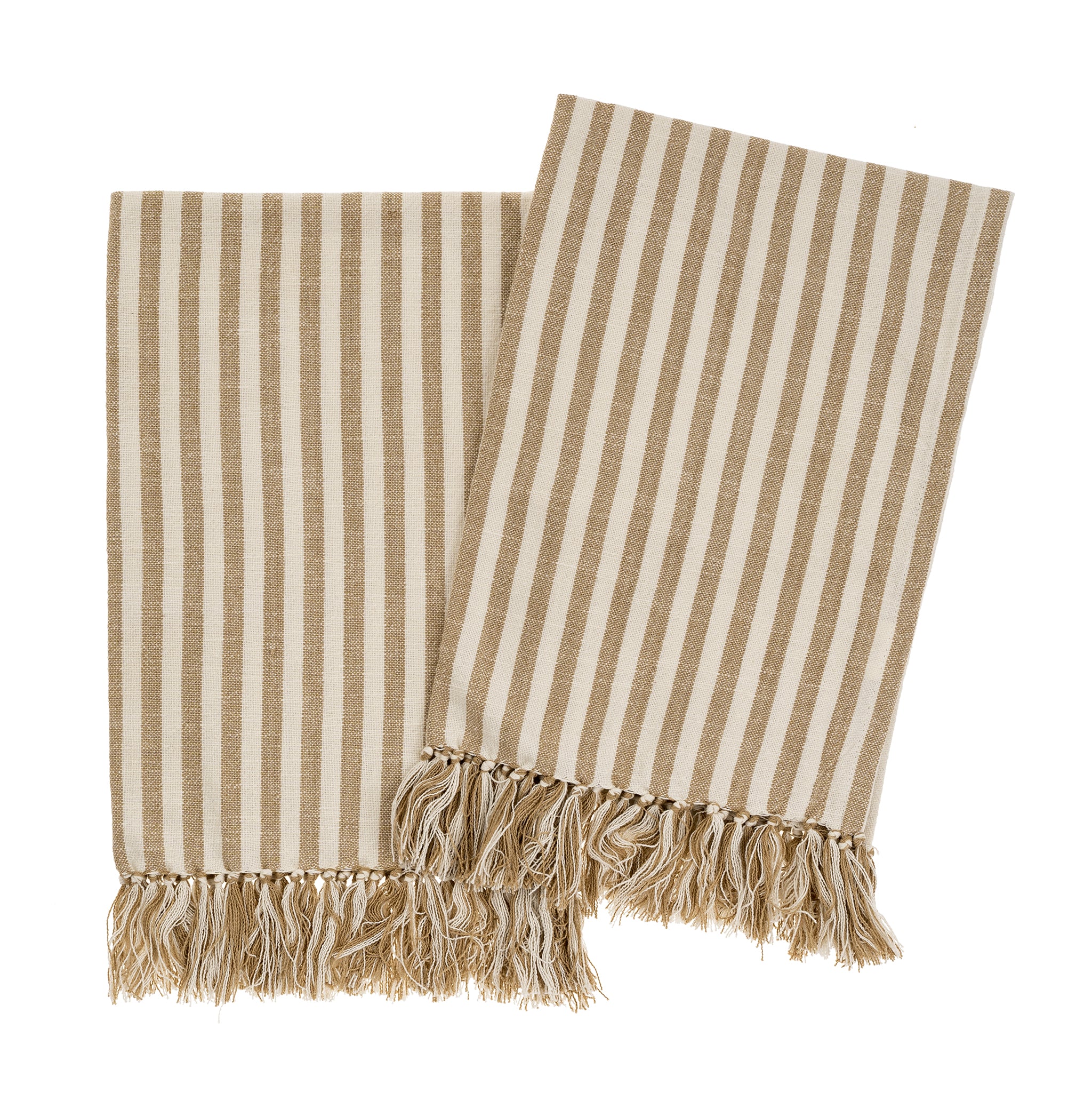 Premium Bengal Stripe Hammam Hand Towel in Warm Sand - Soft & Absorbent for Spa, Bath, and Beach Use