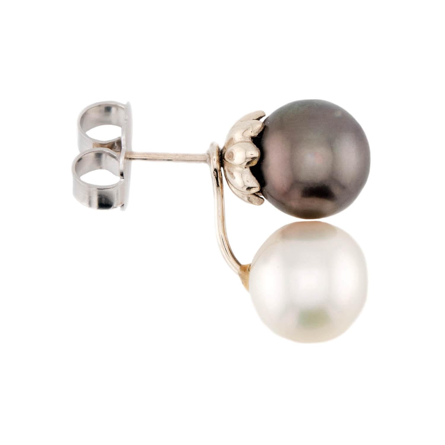 14K Gold Pearl Convertible Earrings for Women – Elegant Stud to Dangle Earrings for Weddings, Parties & Special Occasions
