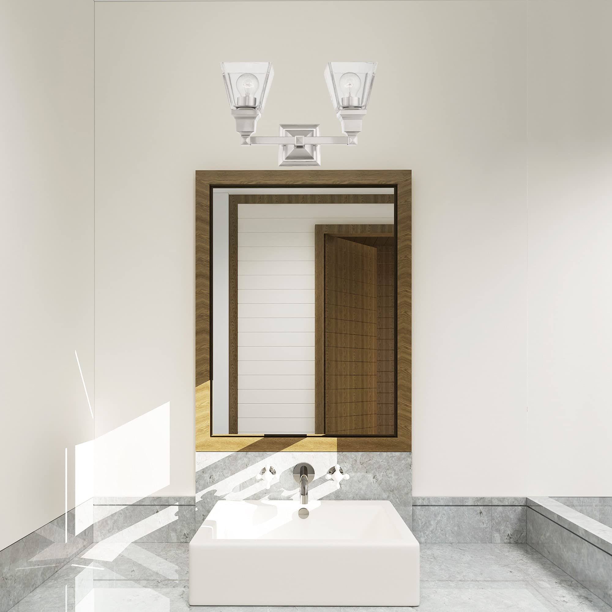 Livex Lighting 17172-02 2-Light Polished Brass Bathroom Vanity Light Fixture - Perfect for Modern Bathroom, Powder Room & Dressing Area Lighting