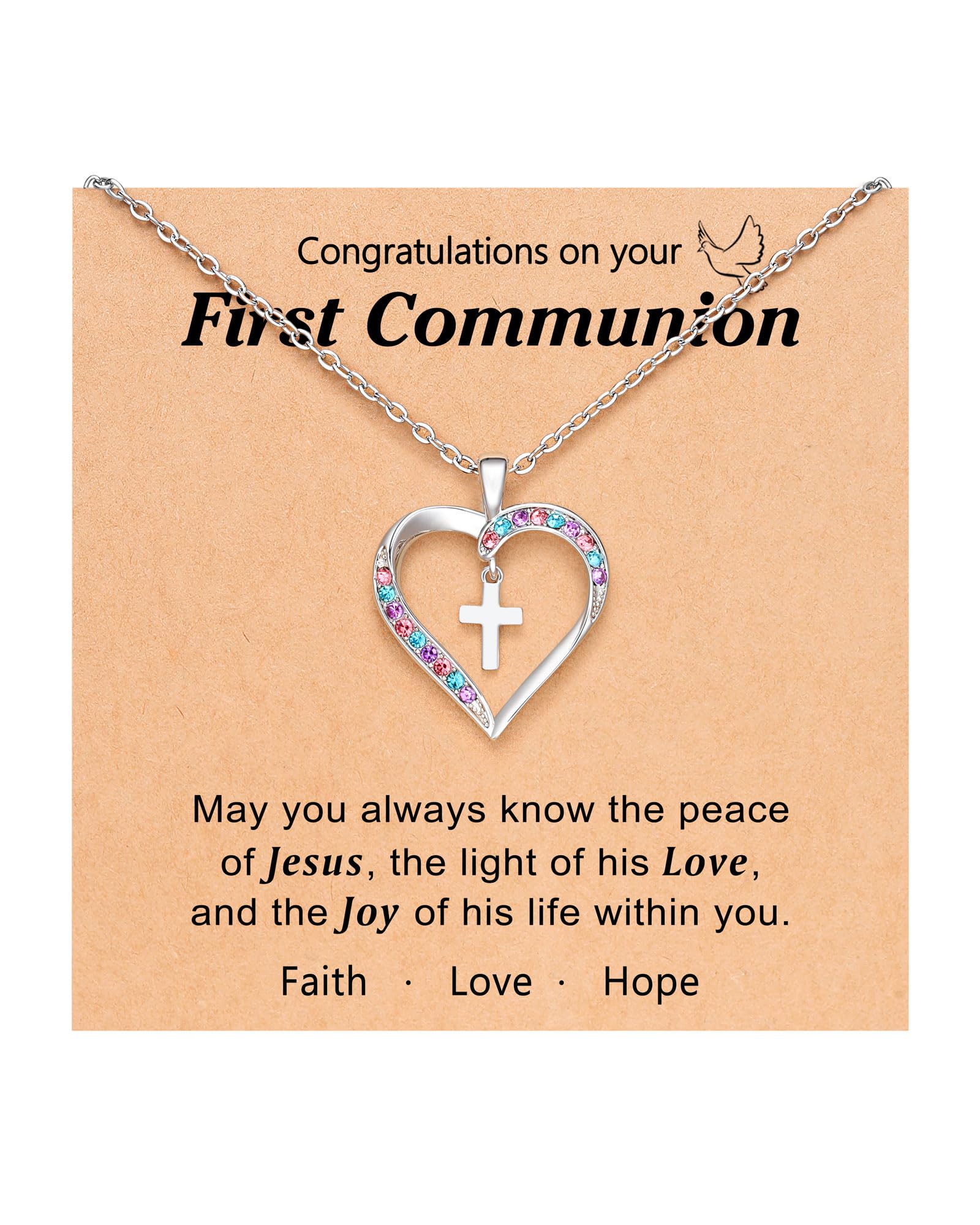 UPROMI Girls Cross Necklace - Religious Jewelry Gift for Baptism, First Communion, Confirmation, Graduation & Back to School - Perfect for Church, School & Special Occasions