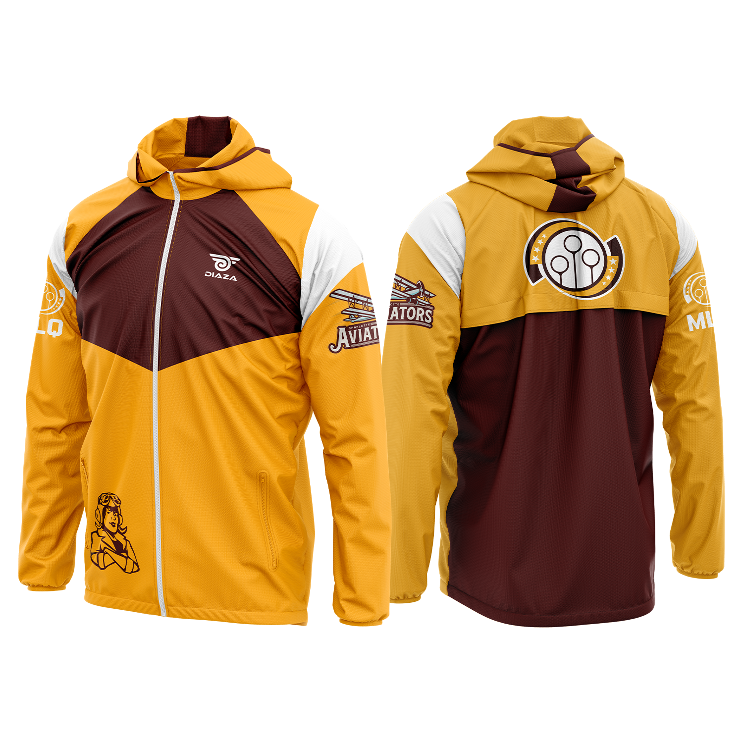 Charlotte Aviators Wind Runner - Lightweight Men's Running Jacket with Reflective Strips for Outdoor Jogging & Night Safety