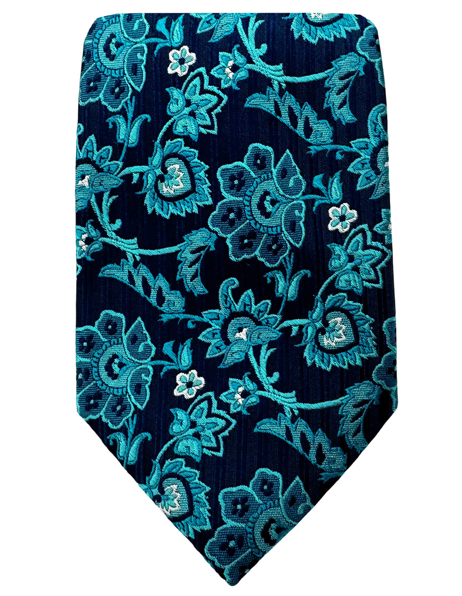 DÉCLIC Floral Tie for Men - Elegant Aqua Blue Silk Necktie - Perfect for Weddings, Business Meetings & Formal Events