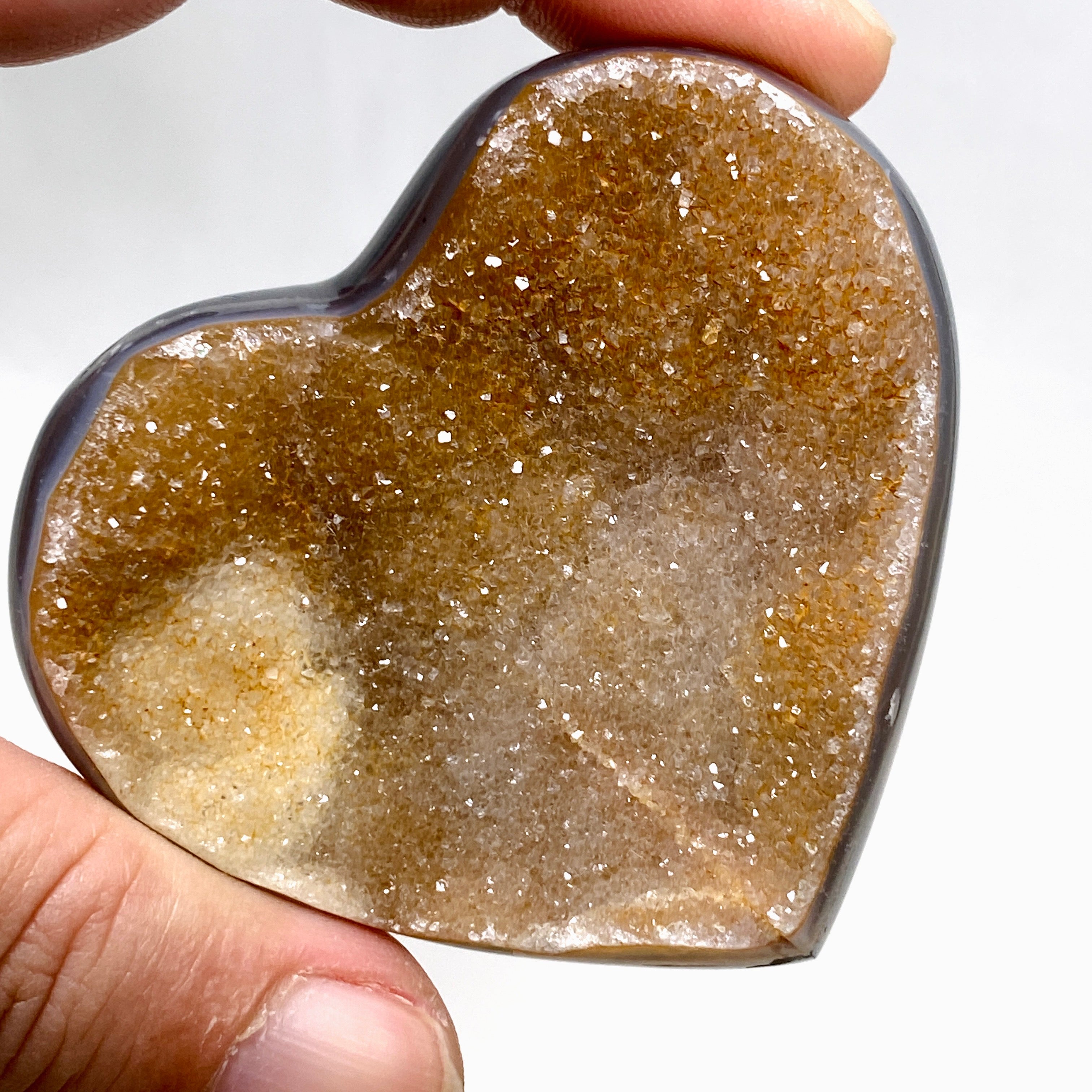 Natural Agate Druzy Heart Pendant - AMH 03 | Healing Crystal Jewelry for Meditation, Energy Balancing & Spiritual Gifts