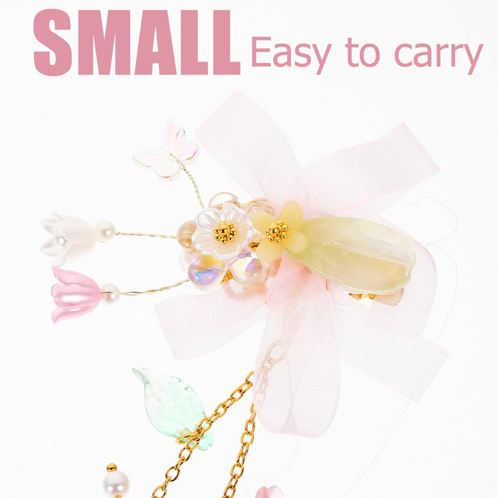 FOMIYES Pink Tassel Flower Hair Clips for Girls - 1 Pair Baby Hair Bows with Ribbon, Infant Hair Accessories for Parties, Weddings & Costumes