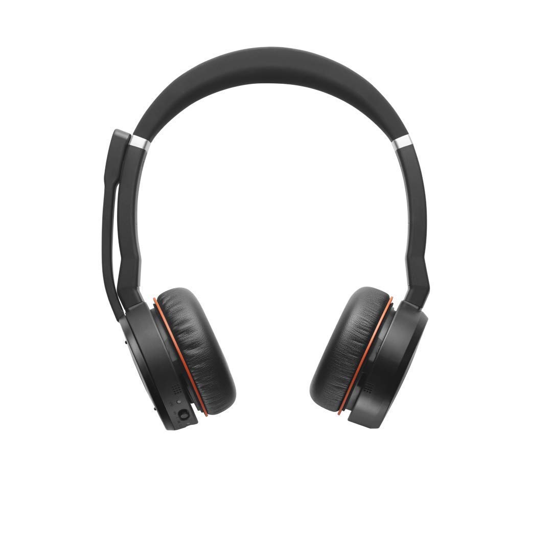 Jabra Evolve 75 UC Wireless Bluetooth Headphones with Microphone - Noise Cancelling Stereo Headset for Office & Remote Work - 15+ Hour Battery Life - USB Adapter Included - Black - Perfect for Video Calls, Online Meetings & Home Office Use
