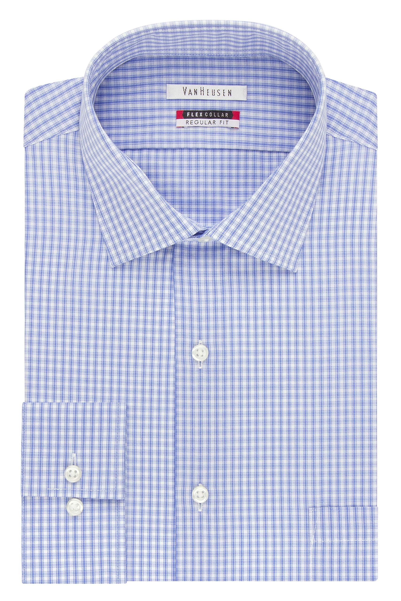 Van Heusen Men's Dress Shirt - Regular Fit Flex Collar Check Pattern Business Casual Shirt for Office, Wedding & Formal Events | Comfortable & Stylish Men's Work Shirts