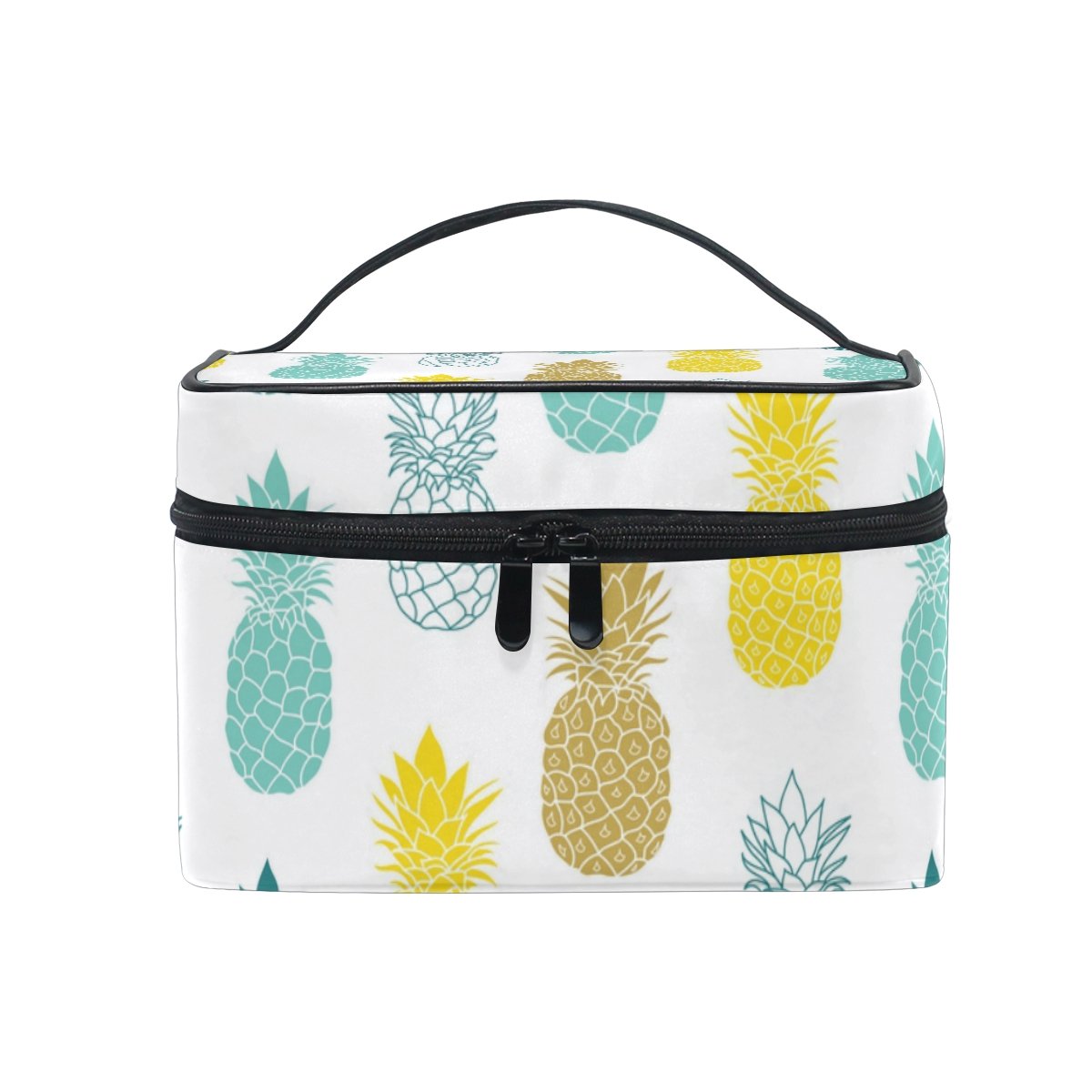 Stylish Cooper Girl Summer Tropical Pineapple Cosmetic Bag - Waterproof Travel Makeup Organizer for Women, Perfect for Beach Vacation & Gym Essentials Storage