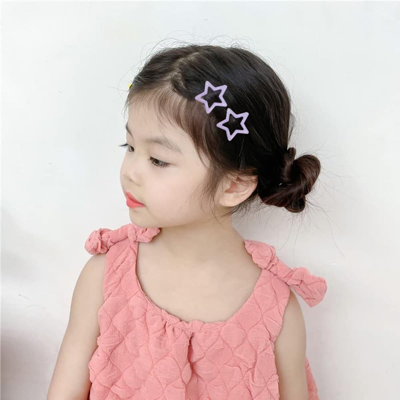 LYTIX 12pcs Non-Slip Star Snap Hair Clips for Toddlers - Colorful Cute Metal Hair Barrettes for Girls (Perfect for School, Parties & Everyday Use)