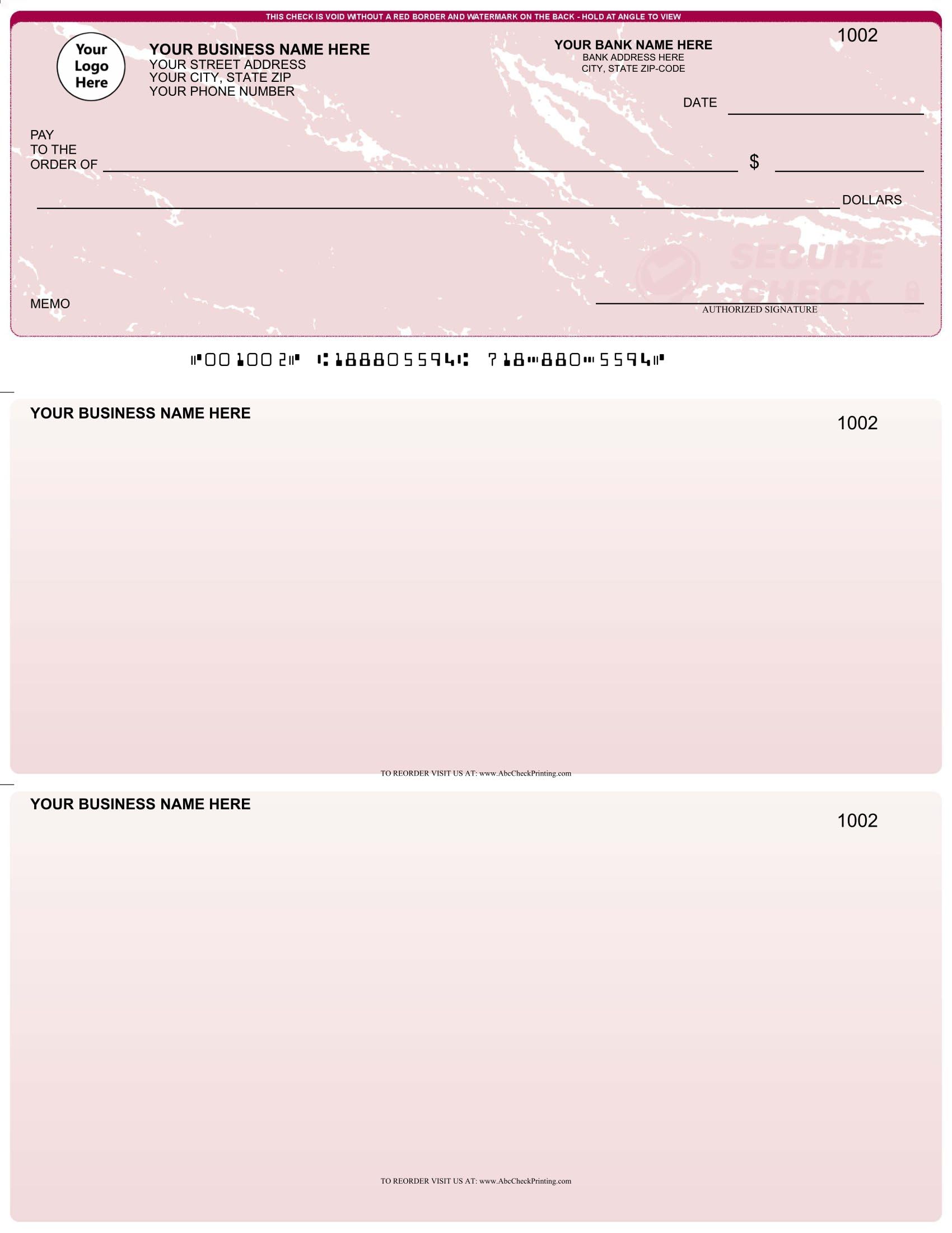 ABC Printed Business Checks Compatible with QuickBooks - Top Quality Red Marble Design (1000 Sheets) for Professional Accounting & Bookkeeping