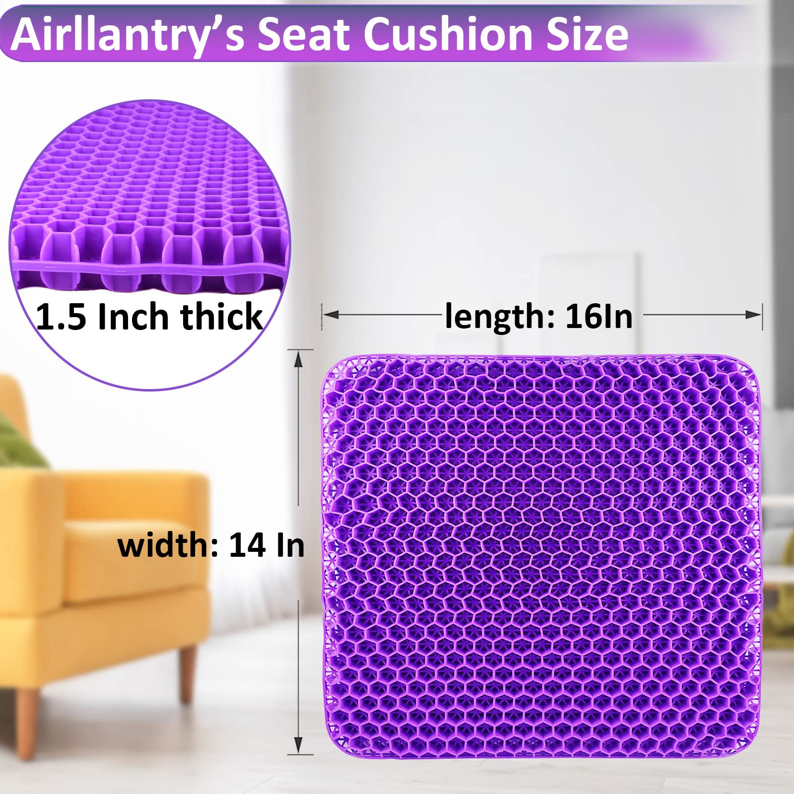 Premium Gel Seat Cushion for Back Pain Relief - Orthopedic Comfort for Office Chair, Wheelchair & Car - Sciatica & Tailbone Support - Ideal for Long Sitting, Work & Travel