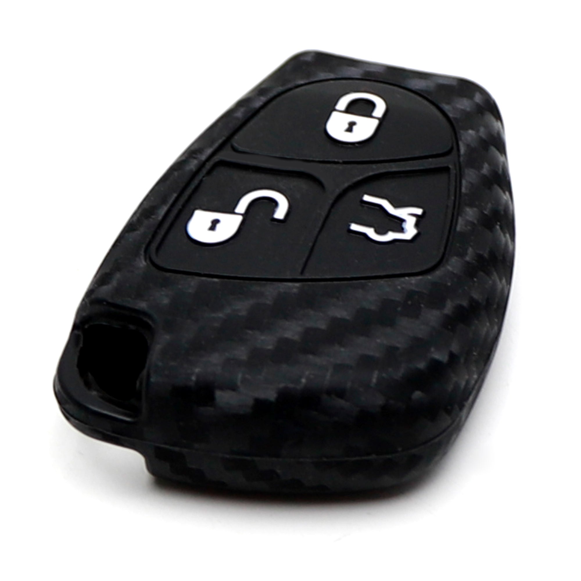 Premium Carbon Fiber Style Silicone Key Fob Cover for Mercedes-Benz C/E/S/G/CL Class (Gen1 Keyless Entry) - Durable Protection & Stylish Accessory for Car Keys