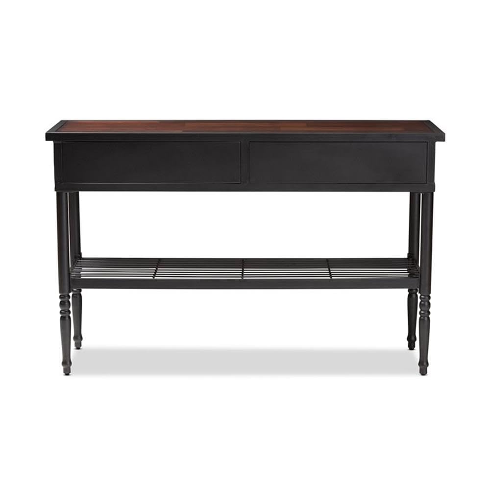 BOWERY HILL 2-Drawer Wood and Metal Sideboard Server in Walnut Brown - Stylish Buffet Cabinet for Dining Room, Living Room, or Entryway Storage