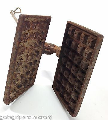 Premium Forged Iron Long Handle Waffle Maker with Secure Lock - Perfect for Camping, Outdoor Cooking & Rustic Kitchen Decor