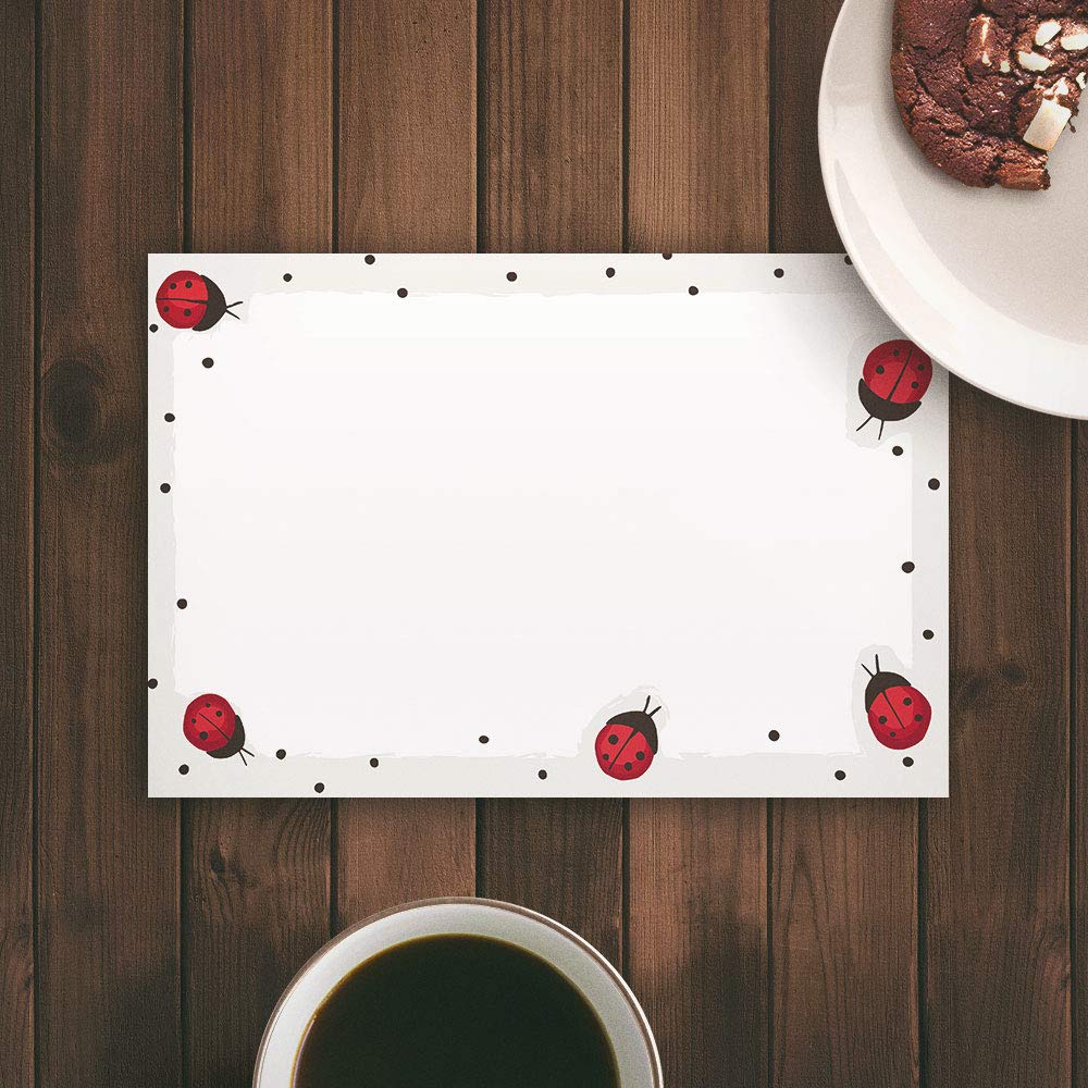 Dashleigh Ladybug Note Cards - A6 Size (4 x 6 Inches) - 48-Piece Gift Collection - Perfect for Thank You Notes, Birthday Cards & Party Invitations