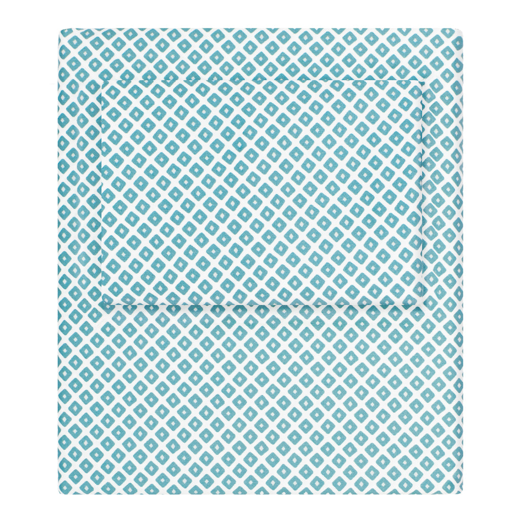 Premium Turquoise Diamond Pattern Pillowcase Set of 2 - Soft Breathable Bedding for Home, Hotel & Guest Room Decor