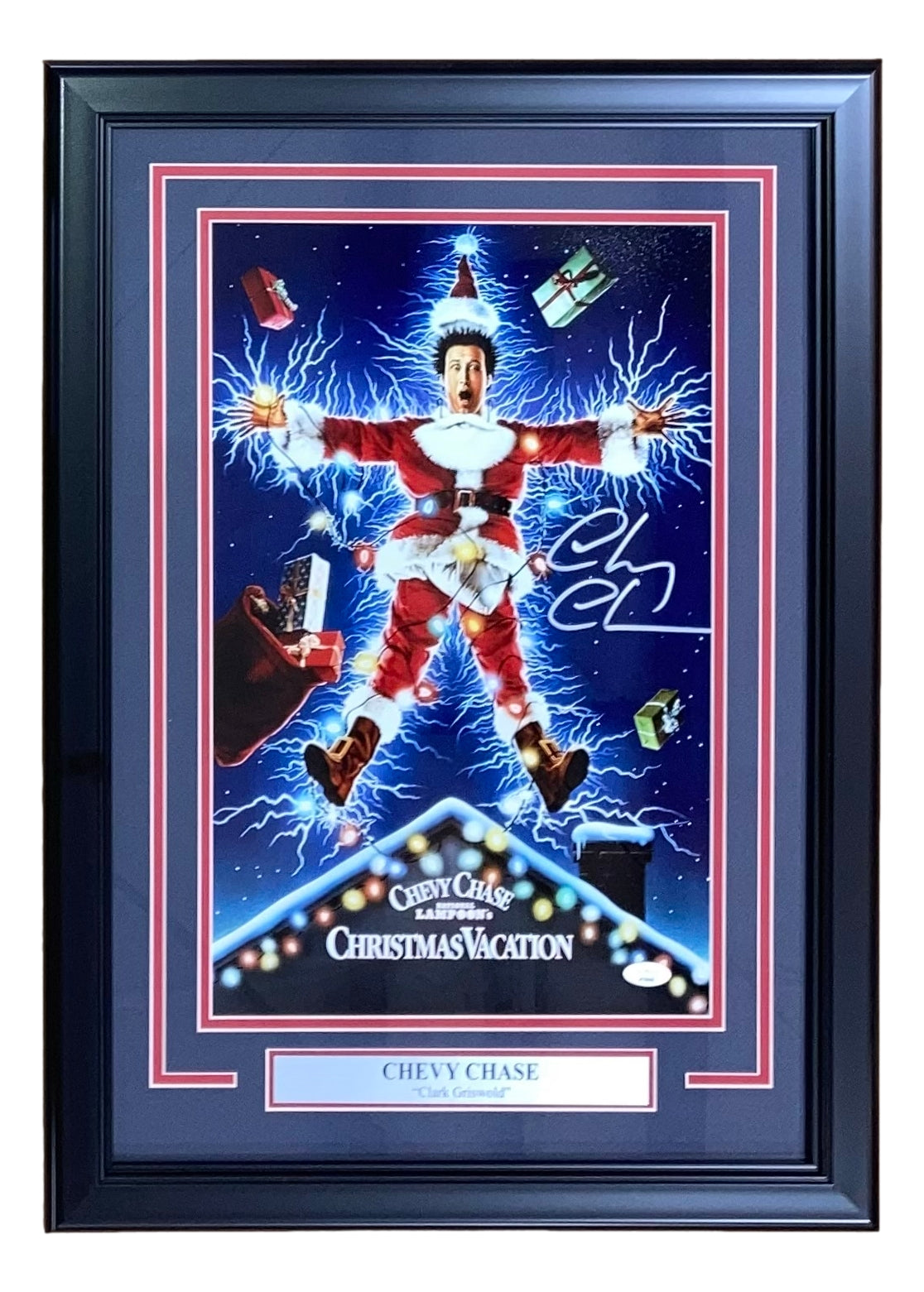 Chevy Chase Autographed Framed 11x17 National Lampoon's Christmas Vacation Photo with JSA Certificate - Perfect for Movie Memorabilia Collectors & Holiday Home Decor
