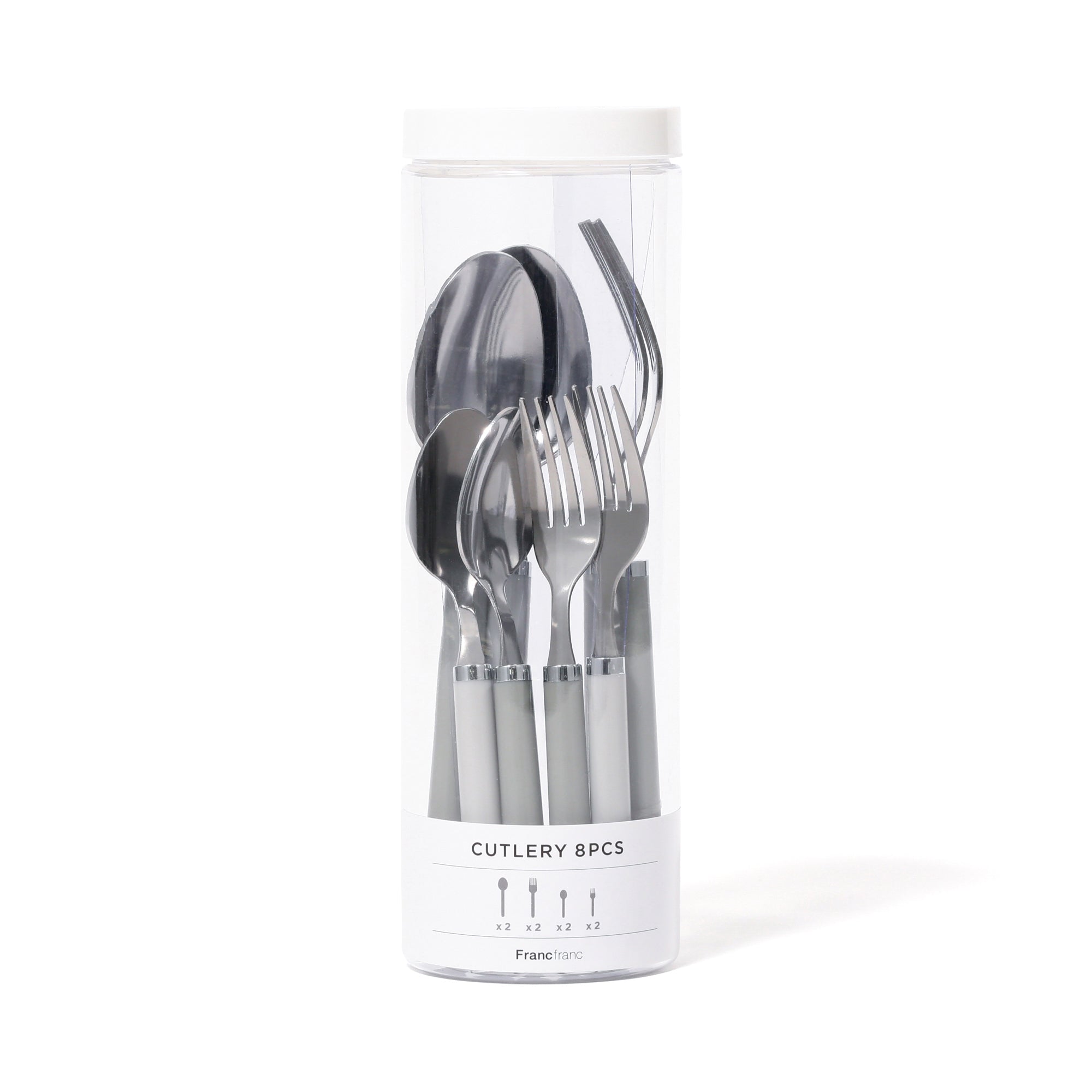 8-Piece Stainless Steel Cutlery Set with Logo - Gray Silverware for Dining, Kitchen & Restaurant Use