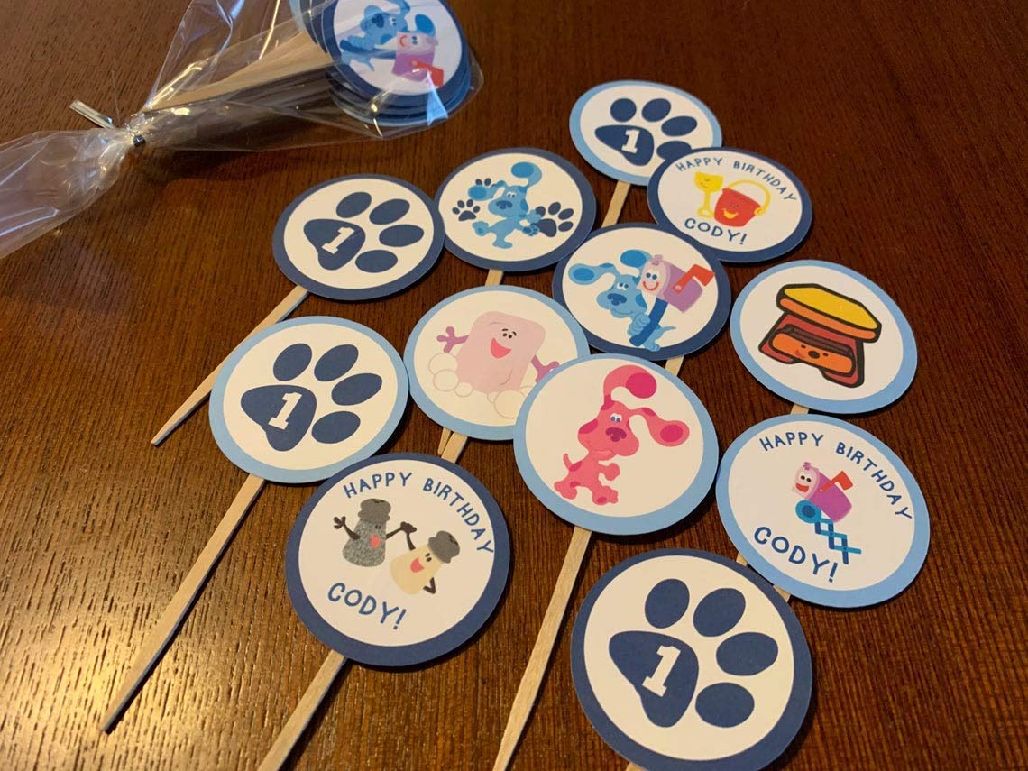Blue Character Cupcake Toppers - Fun & Colorful Party Decorations for Birthday Cakes, Baby Showers & Celebrations